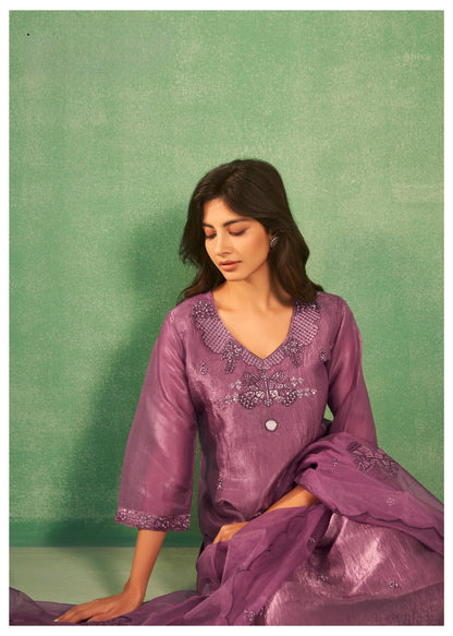 Silk Kurta Pant Dupatta Set with Heavy Khatli Work and Cutwork Dupatta – Sizes M to XXL