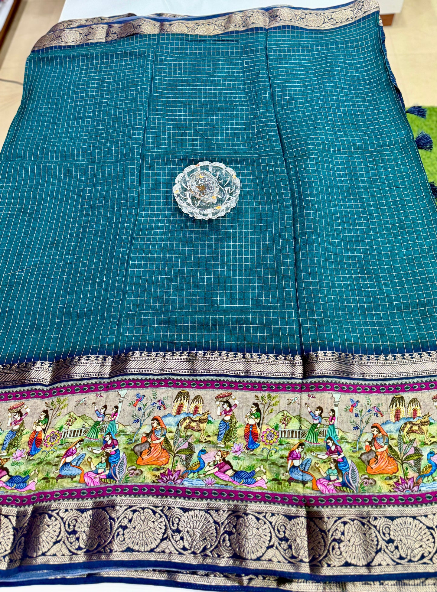 Russian Bentex Border Chittpallu Viscose Crepe Silk Saree with Zari Weaving – Festive Wear