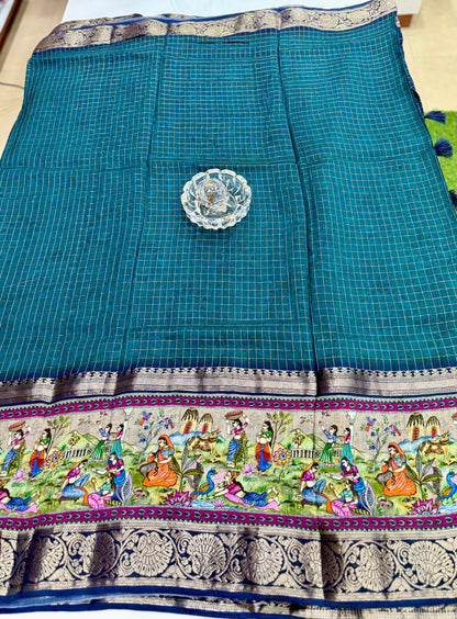 Russian Bentex Border Chittpallu Viscose Crepe Silk Saree with Zari Weaving – Festive Wear