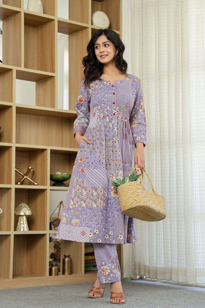 Premium Cotton Kurta Pant Set for Women with Elegant Detailing Work