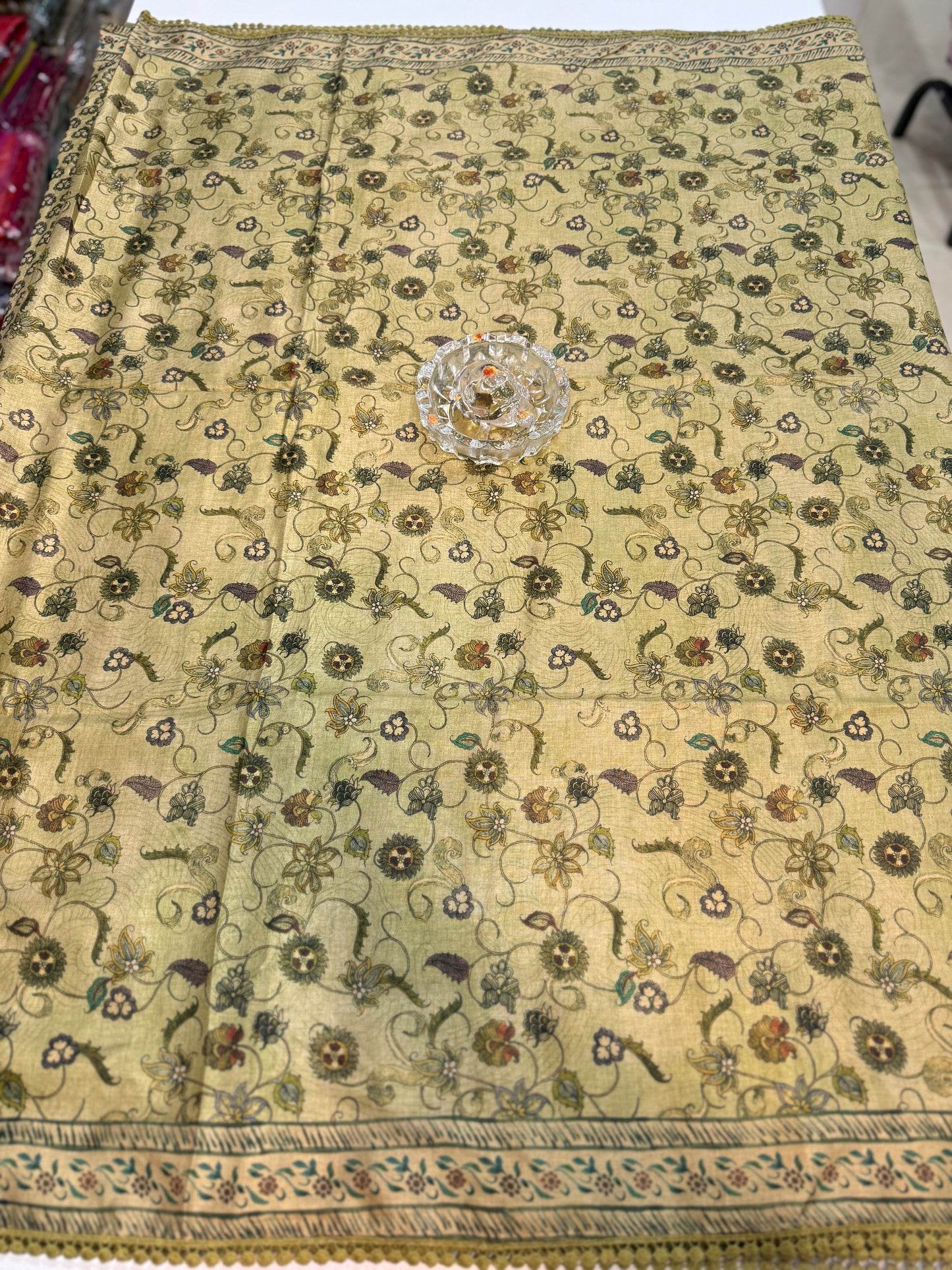 Nilambari Silk Floral Printed Saree with Lace Border