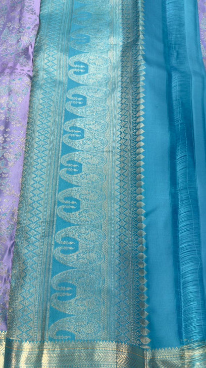 Handloom Kanchi Silk Saree with Silver Zari Double Warp in Blue for Women