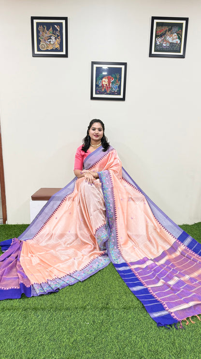 Temple Mangalgiri Pure Pattu Handloom Silk Saree with Embroidery Border