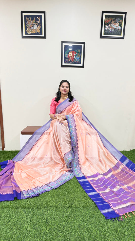 Temple Mangalgiri Pure Pattu Handloom Silk Saree with Embroidery Border