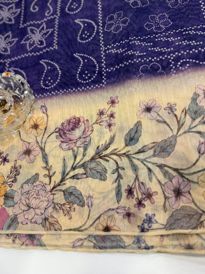 Cotton Chanderi Silk Floral Printed Saree with Blouse Piece