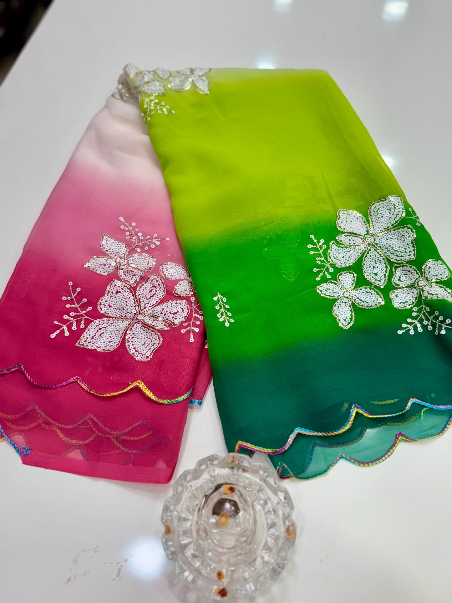 Georgette Saree with Embroidery Work and Satin Blouse for Women