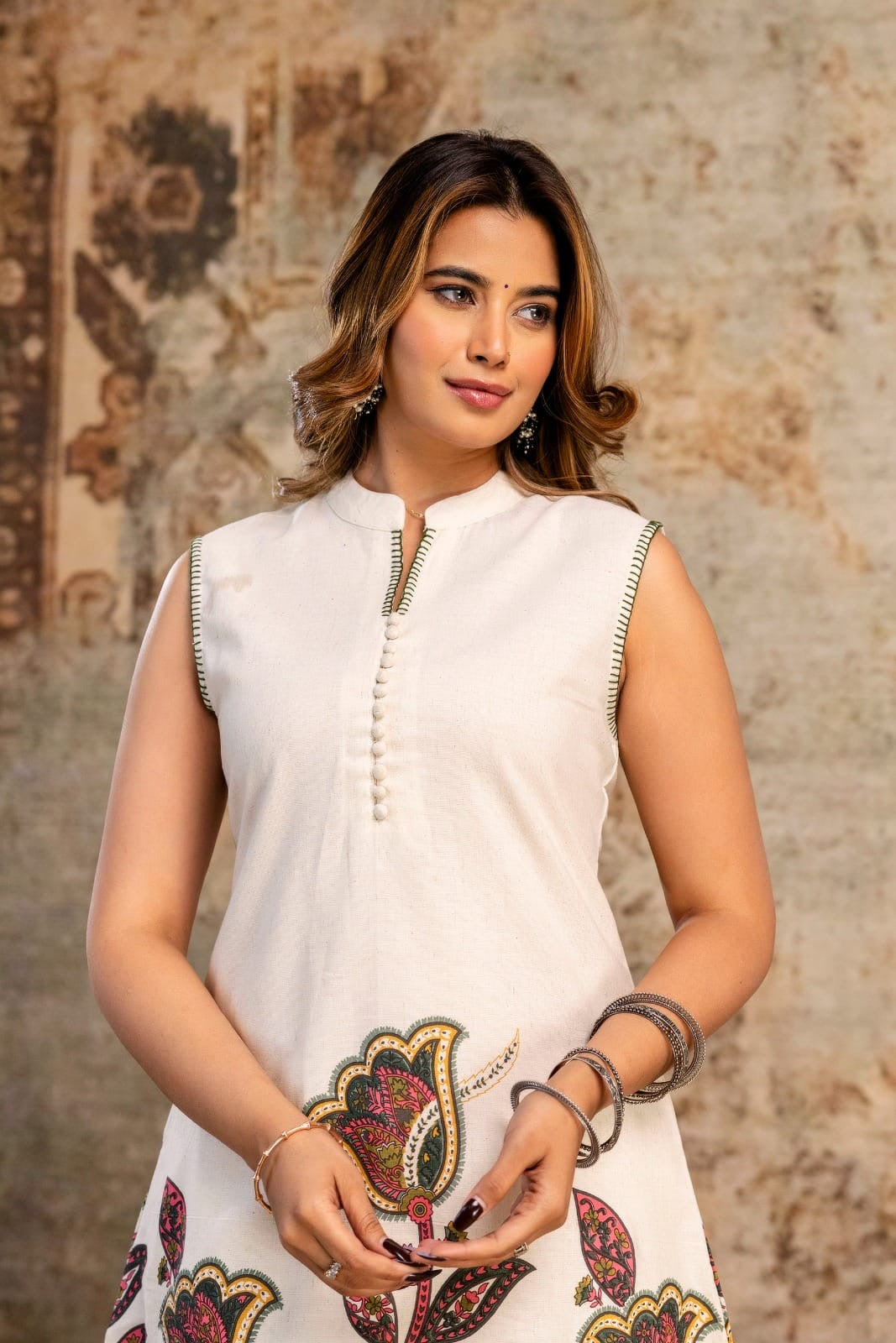 Sleeveless Flex Cotton Kurti Pant Set for Women – Lightweight Daily Wear