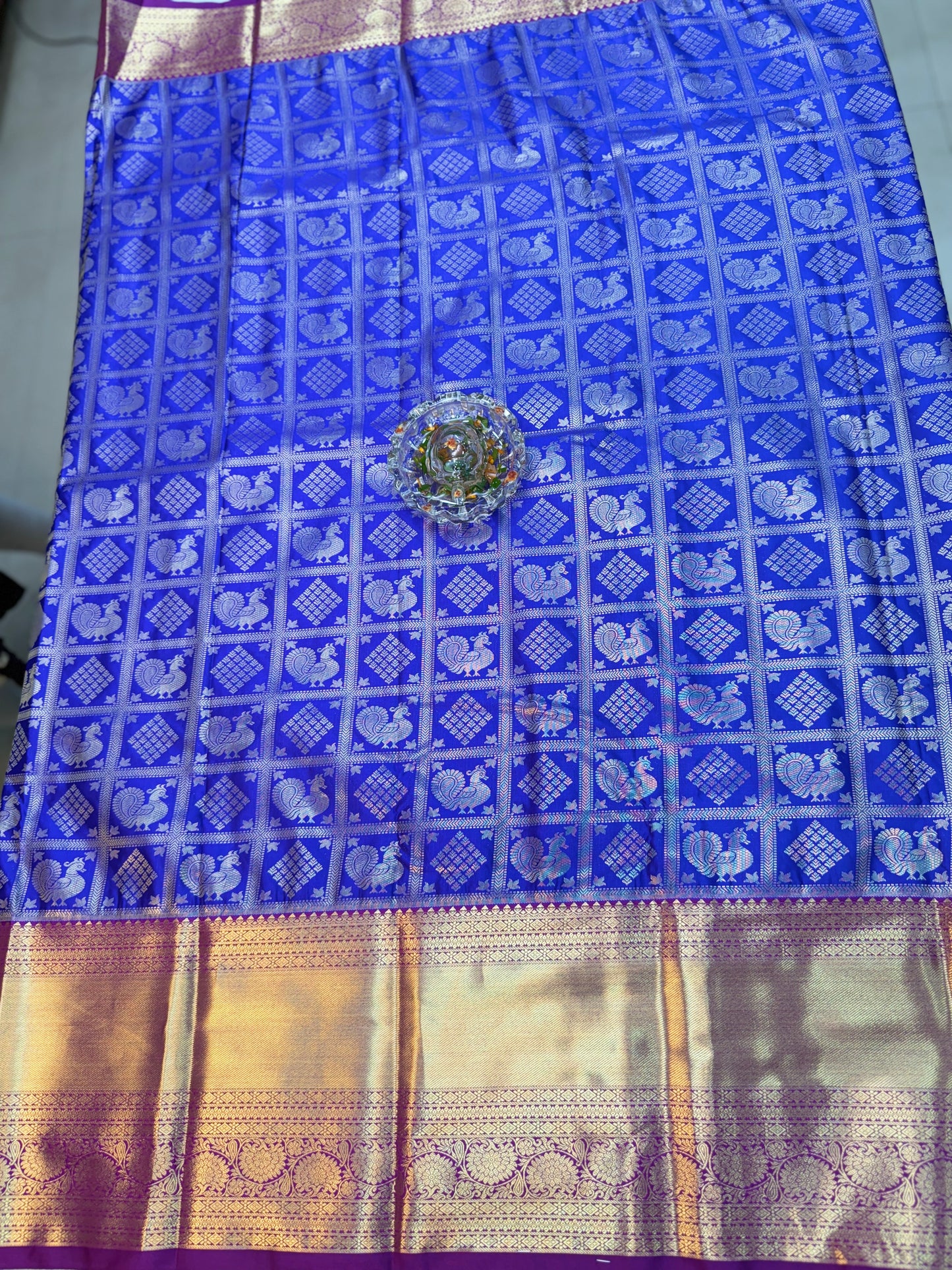 Semi Kanchi Pattu Brocade Saree with Zari Weaving and Contrast Border – Festive Wear