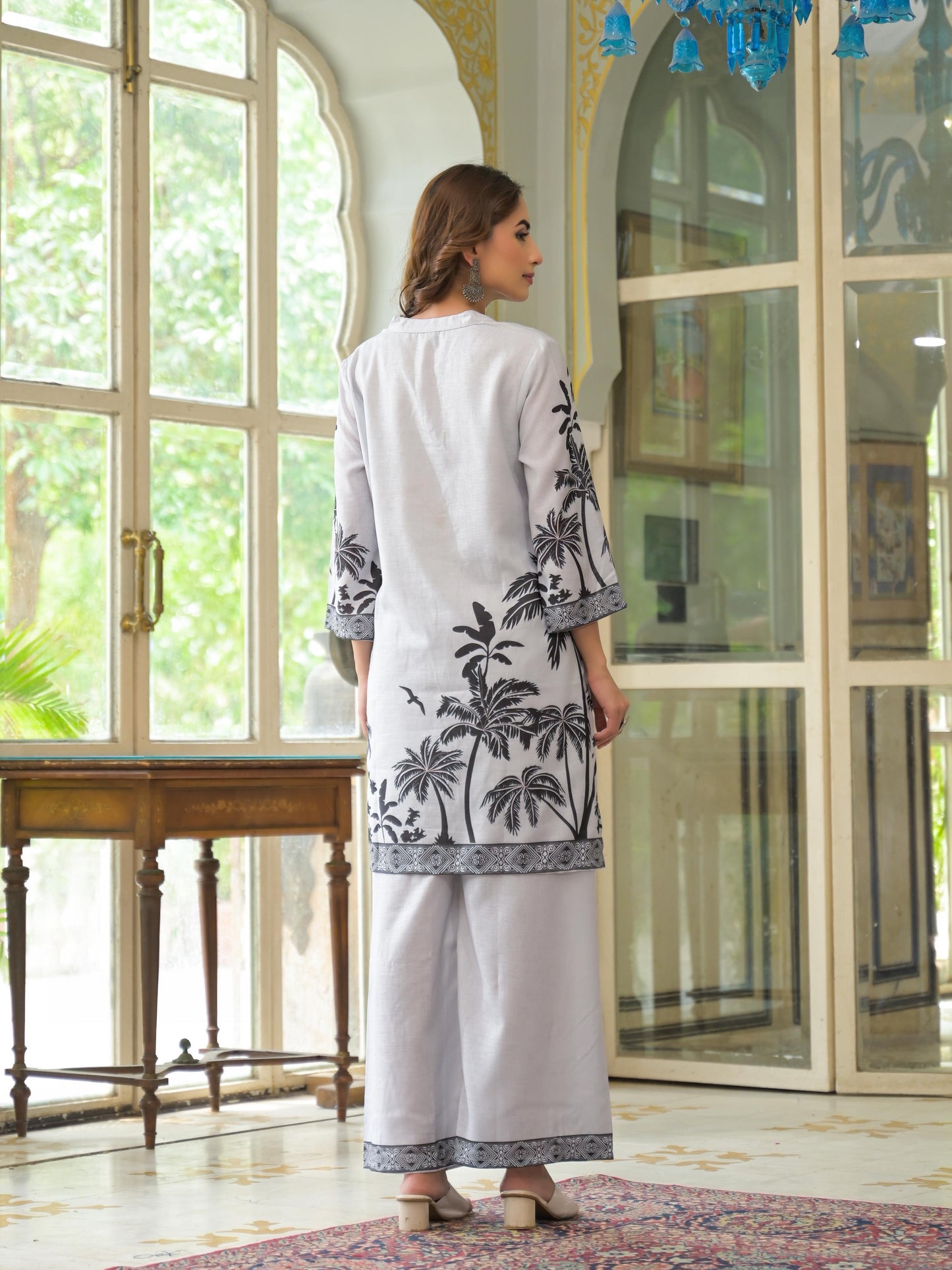 Linen-Cotton Kurti Pant Set with Subtle Tailored Finish – Ethnic Daily Wear for Women (Sizes 38 to 46)