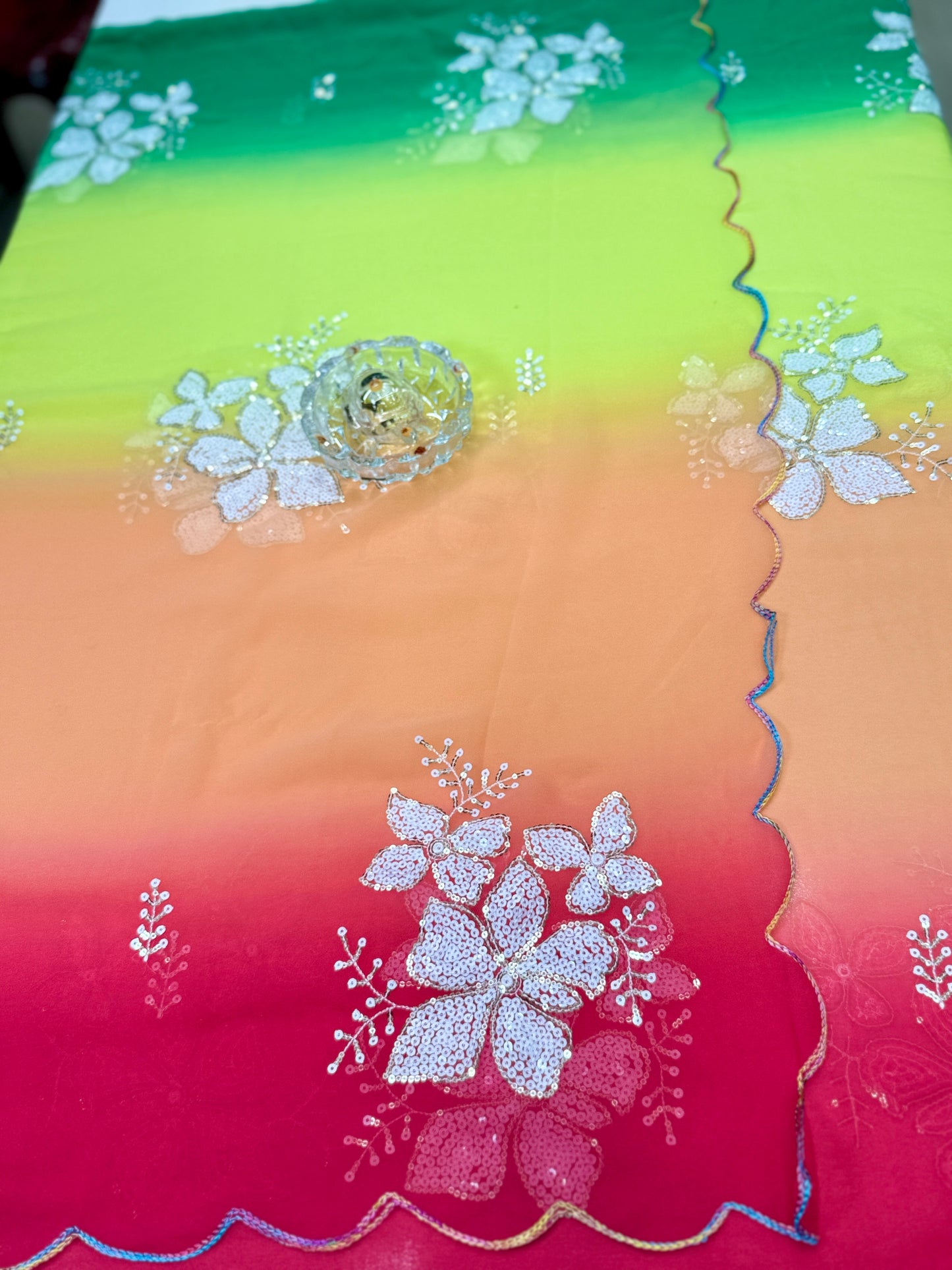 Georgette Saree with Embroidery Work and Satin Blouse for Women