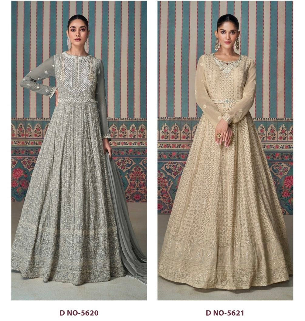 Real Georgette 2-Piece Stitched Ethnic Set with Chikankari Embroidery and Embroidered Dupatta – Free Size