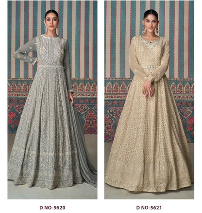 Real Georgette 2-Piece Stitched Ethnic Set with Chikankari Embroidery and Embroidered Dupatta – Free Size