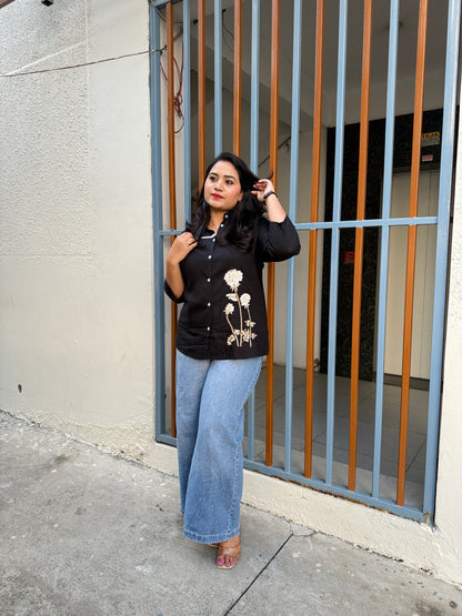 Rayon Slub Embroidered Shirt with Liva Tag – Women’s M to XXL