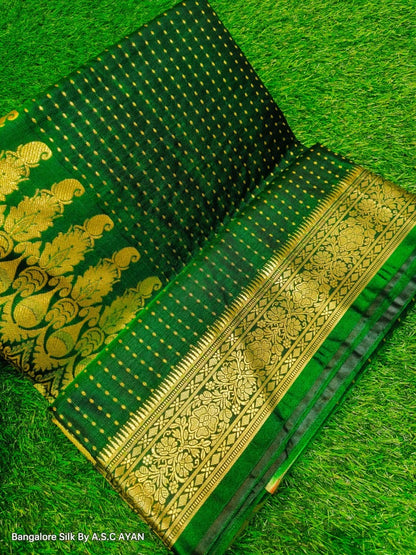 Bangalore Silk Saree with Pure Velvet Touch, Dual Tone Colour & All-Over Chunri Butta Design