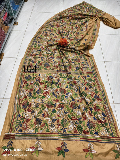 Blended Bangalore Silk Saree for Women with Kathastitch Embroidery – With Blouse Piece