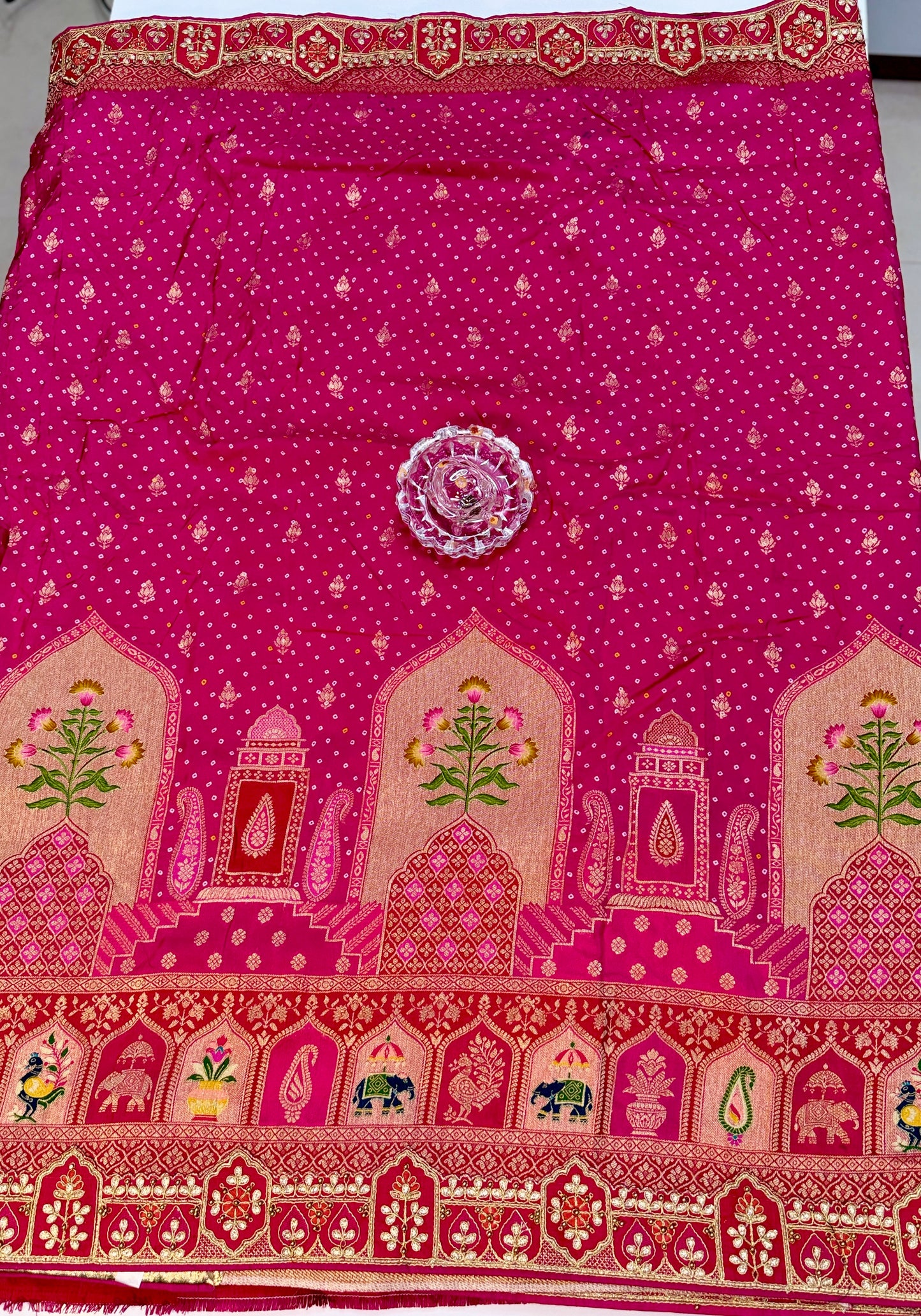 Pure Dola silk saree with position weaving and embroidered blouse – premium ethnic wear for weddings and festive occasions