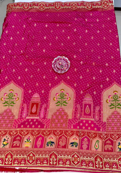 Pure Dola silk saree with position weaving and embroidered blouse – premium ethnic wear for weddings and festive occasions