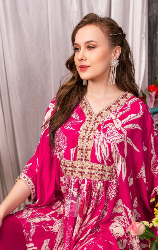 Pure Muslin Butterfly Cut Dress with Chinon Chiffon Bottom and Hand Work for Women