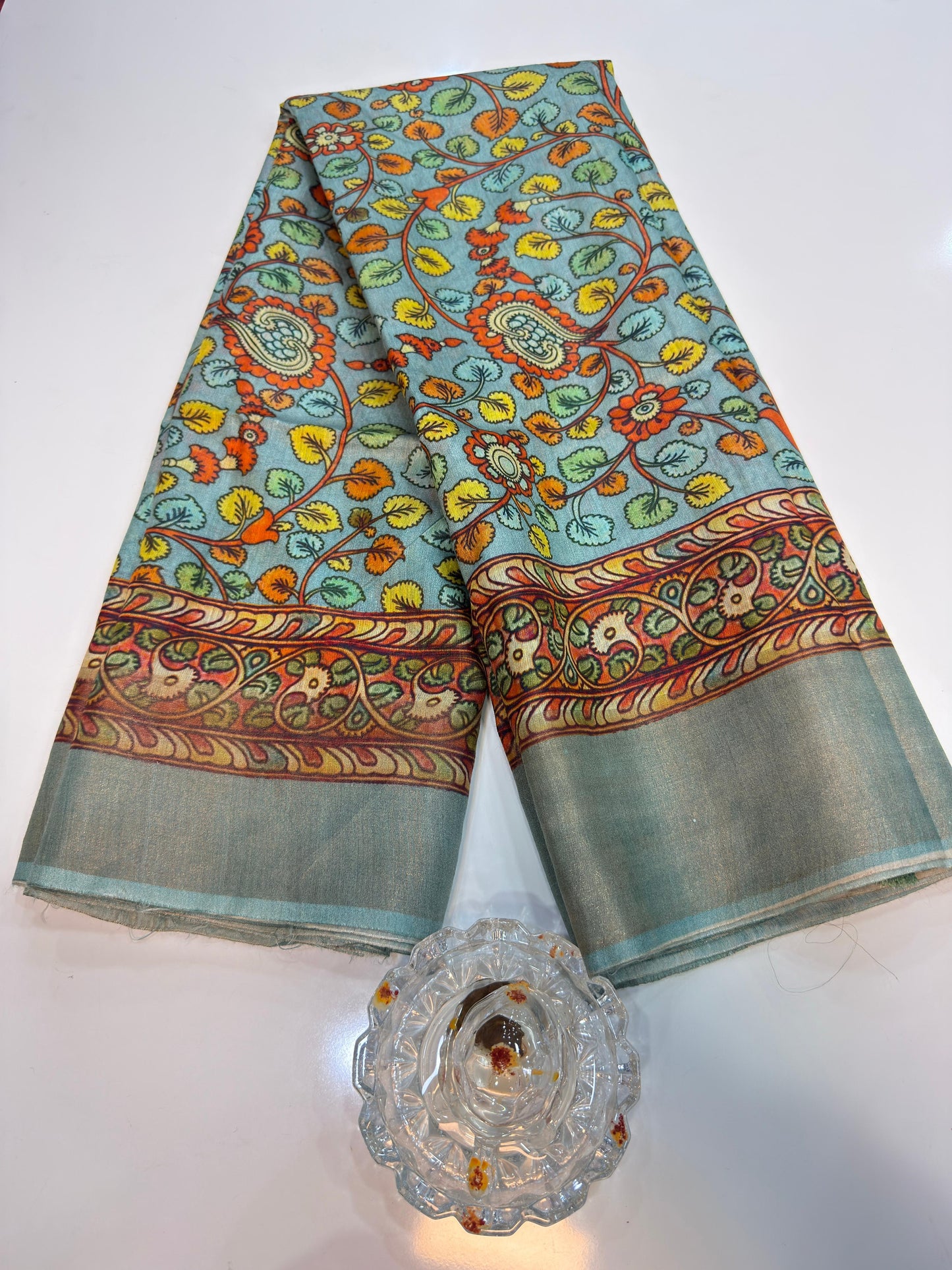 Pure Tussar Munga Silk Saree with Hand-Painted Kalamkari – Silkmark Certified