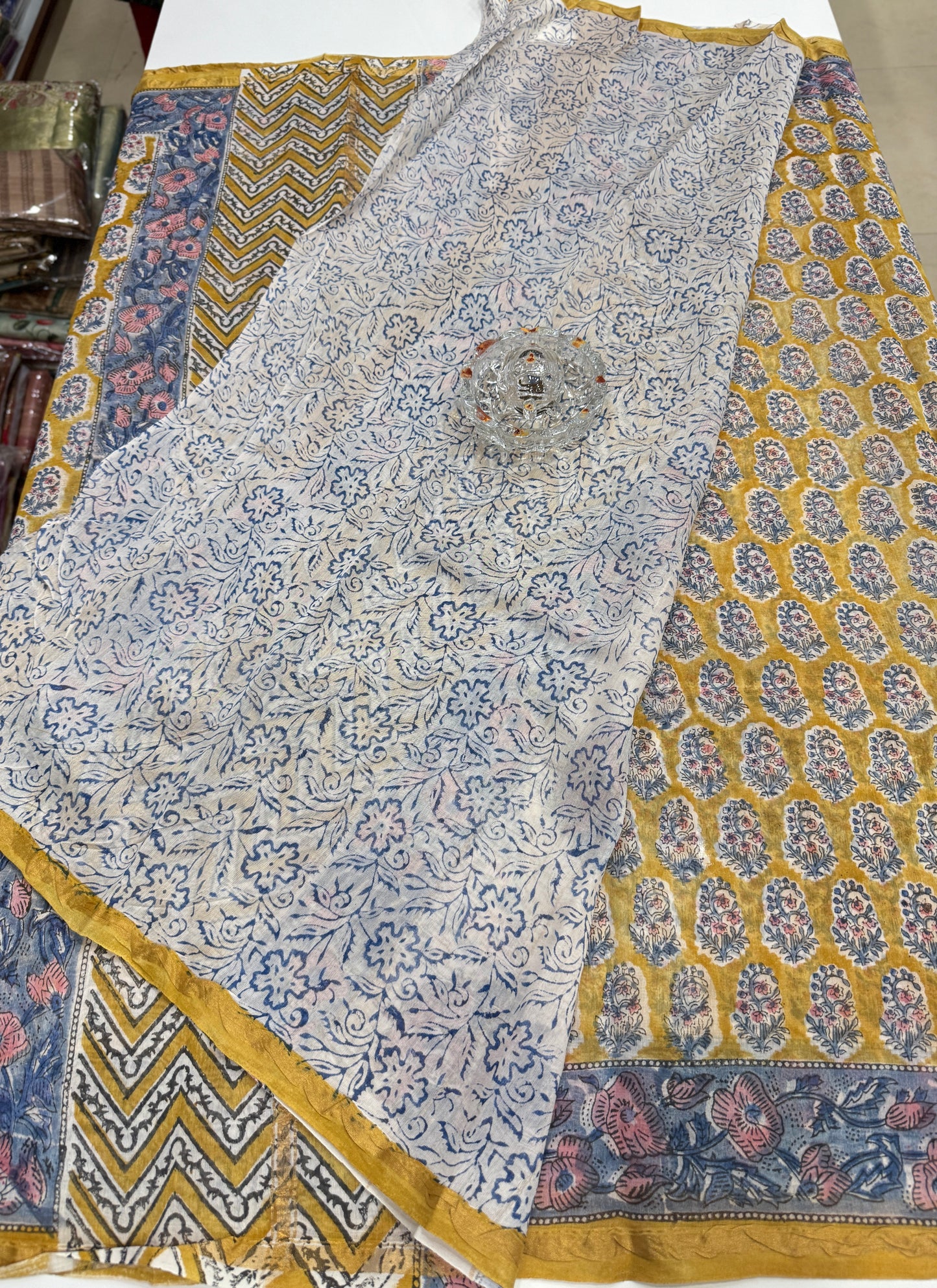 Pure Chanderi Silk Saree with Intricate Handblock Print and Blouse Piece – Traditional Wear for Women