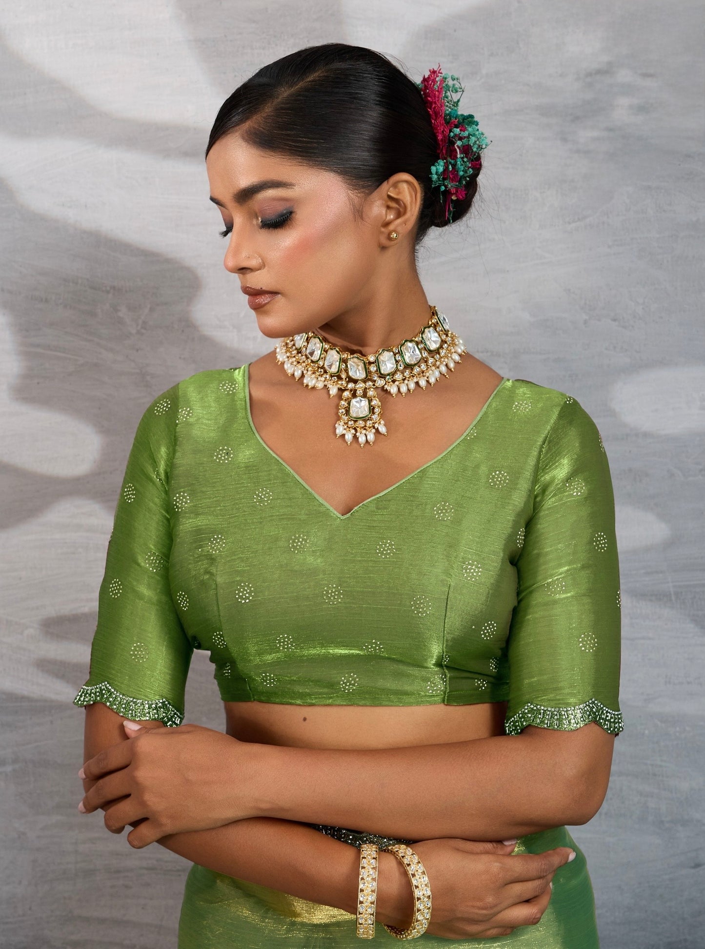 Burberry Chiffon Saree with Zarkan and Cutdana Appliqué Lace Work – Designer Party Wear Saree for Women