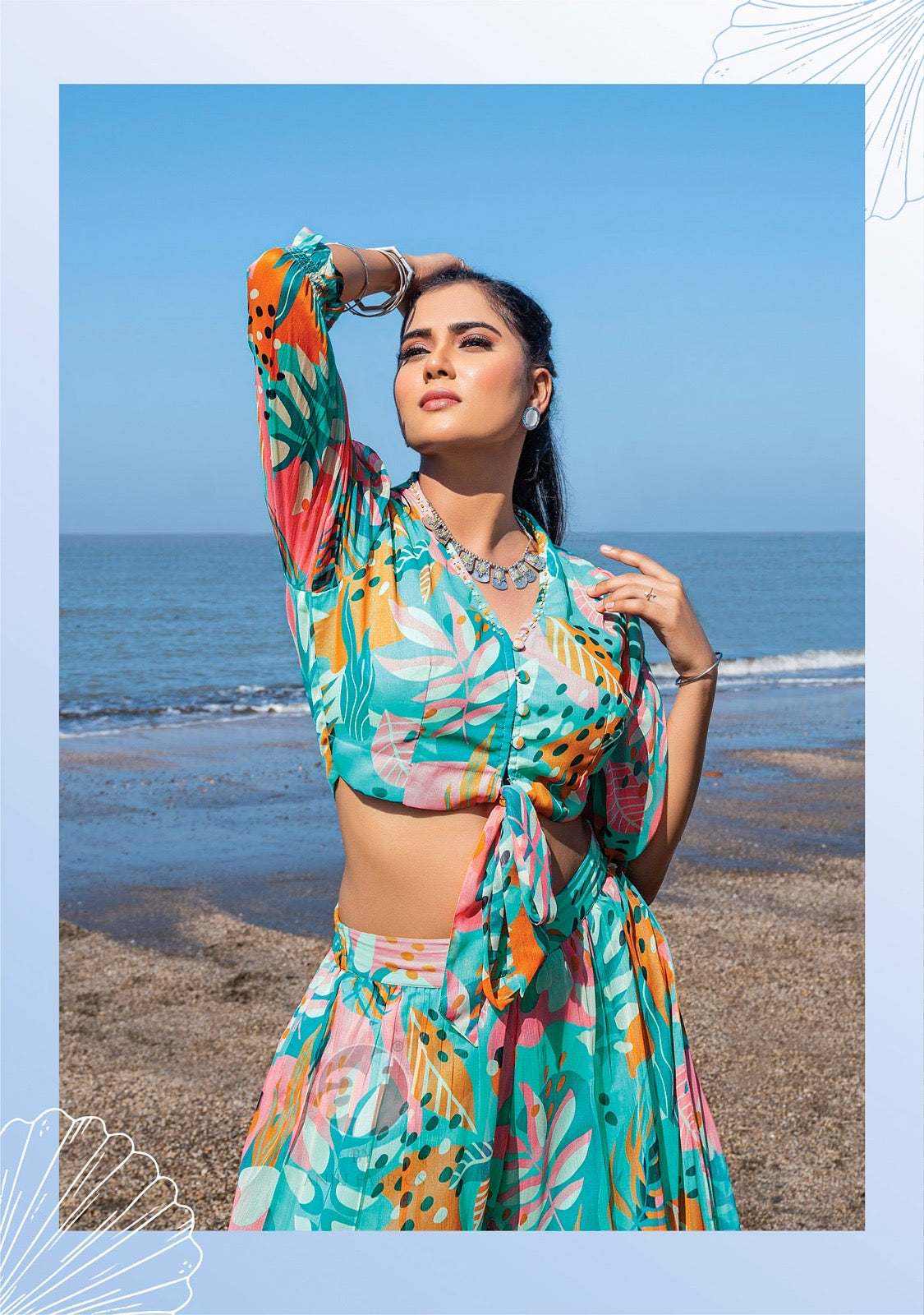Viscose Chiffon Digital Printed Crop Top with Palazzo – Designer Summer Wear – Sizes S to XL