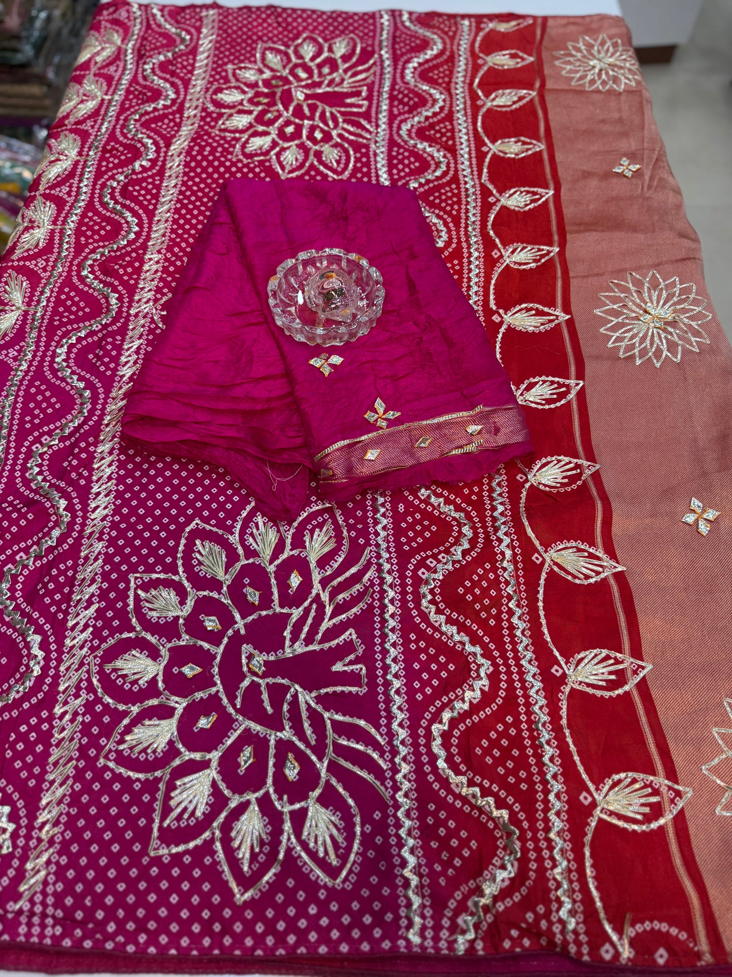 Pure Modal Silk Saree with Embroidered Border and Matching Blouse