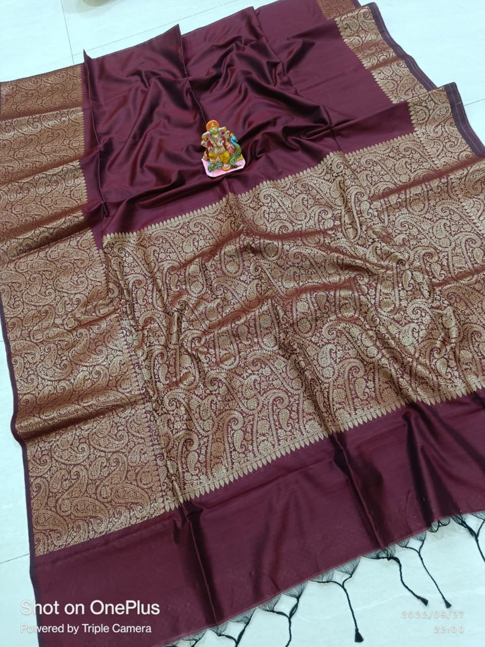Pure Muga Cotton Mohapar Saree with Brocade Blouse Piece for Women – Soft Draping Fabric