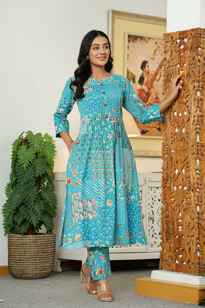 Premium Cotton Kurta Pant Set for Women with Elegant Detailing Work