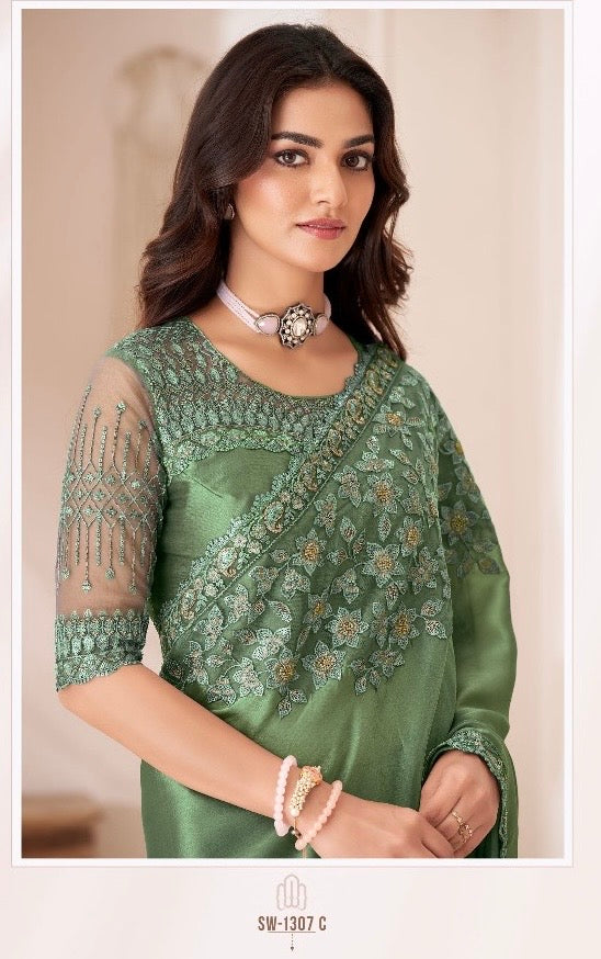 Satin Georgette Saree with Elegant Design for Festive and Party Wear – Soft and Flowy Drape