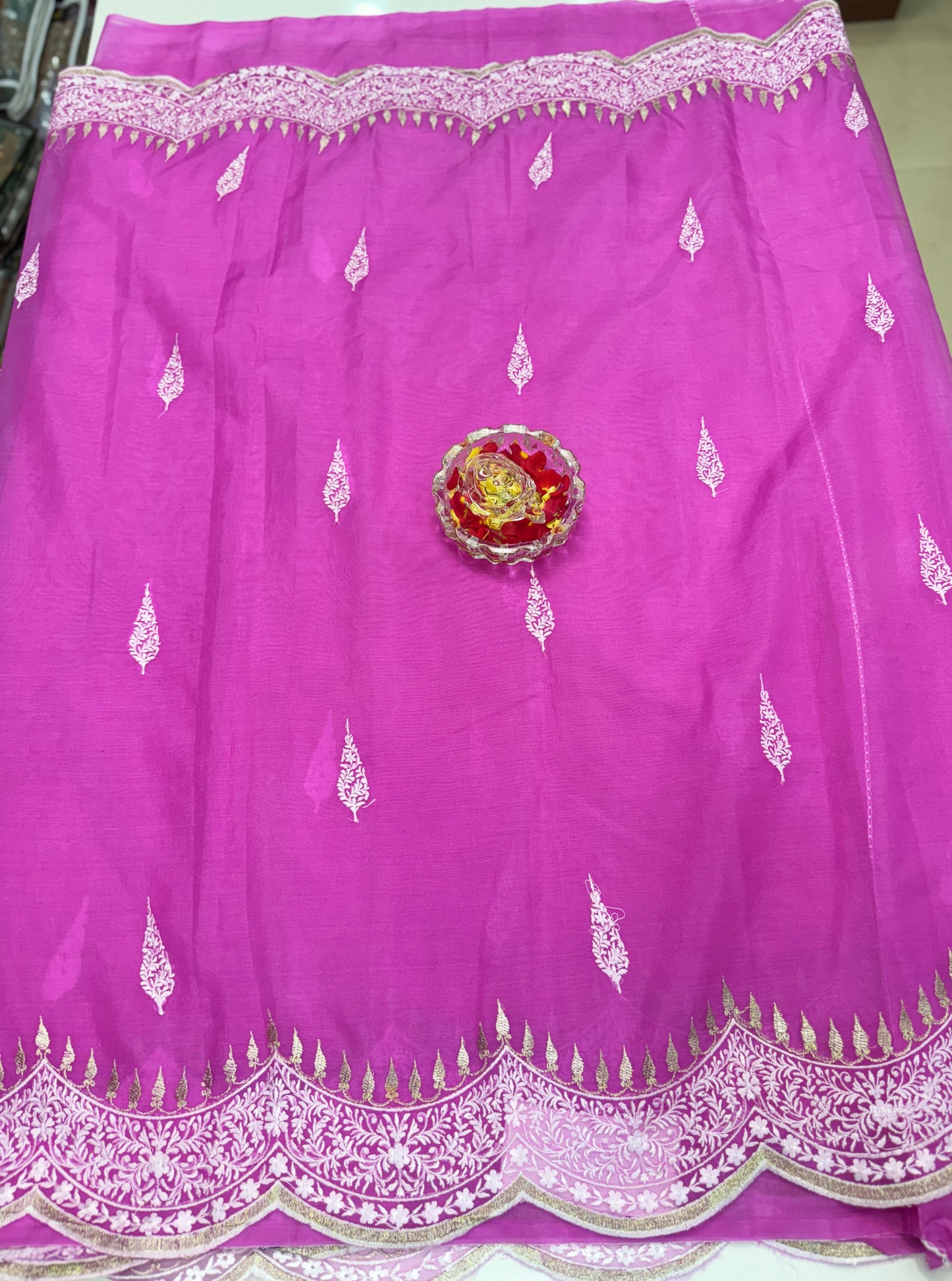 Banarasi Semi Organza Soft Saree with Embroidery Border and Blouse Design – Festive Wear