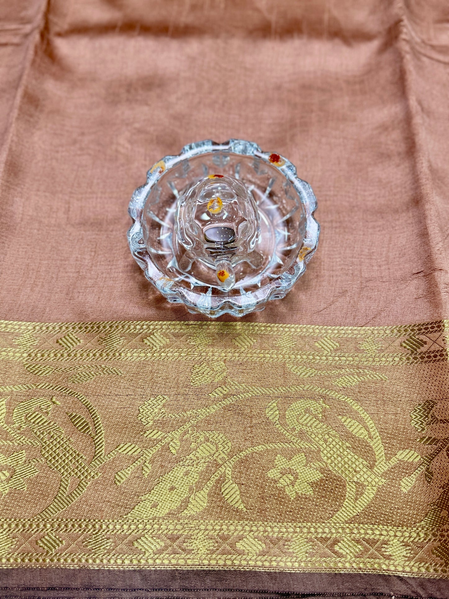 Semi Raw Silk Saree with Zari Hand Border, Heavy Jamdani Pallu and Contrast Blouse