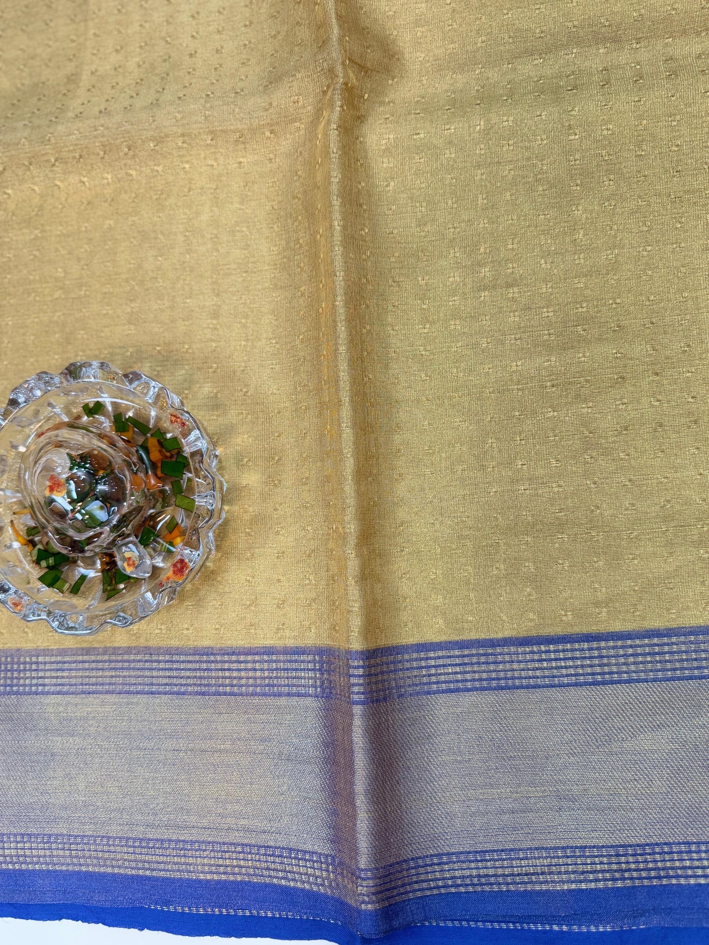 Pure Tussar Tissue Silk Saree with Contrast Border and Blouse Piece – Silk Mark Certified