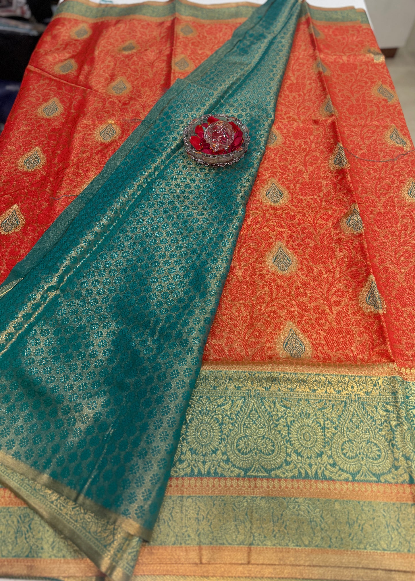 Pure Soft Silk Saree with Rich Zari Weaving and Multicolor Thread Work, Running Silk Blouse