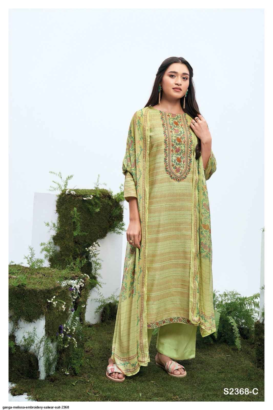 Unstitched Woven Fabric Suit Material with Embroidery, Cotton Silk Bottom and Chiffon Printed Dupatta