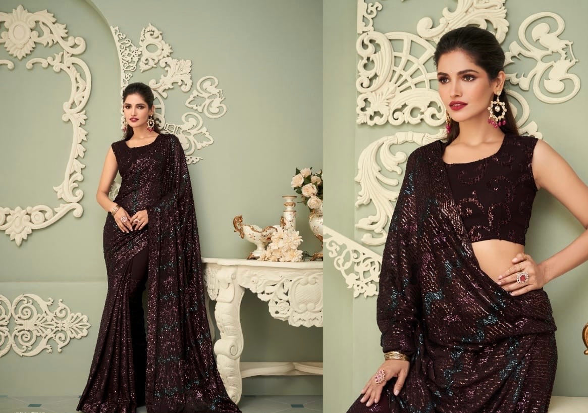 Smooth Georgette Saree with Fancy Unstitched Blouse – Festive Wear Saree for Women