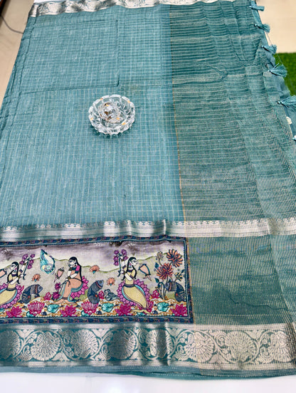 Russian Bentex Border Chittpallu Viscose Crepe Silk Saree with Zari Weaving – Festive Wear