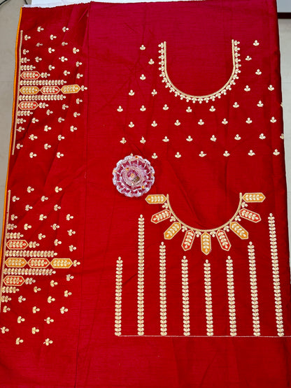 Pure Dola silk saree with position weaving and embroidered blouse – premium ethnic wear for weddings and festive occasions