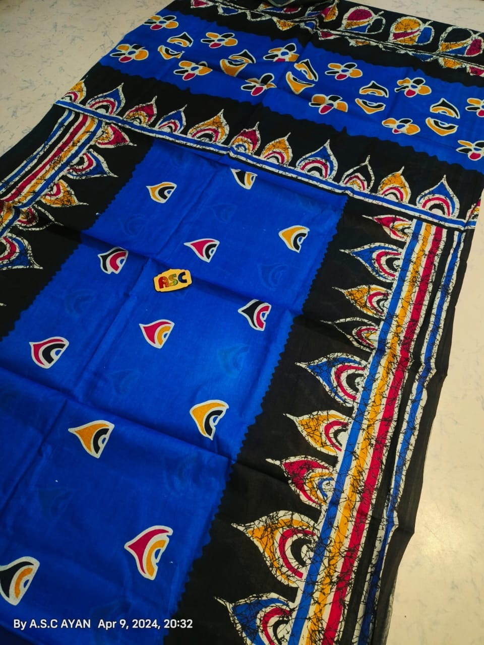 Pure Cotton Batik Print Saree for Women with Hand-Printed Design