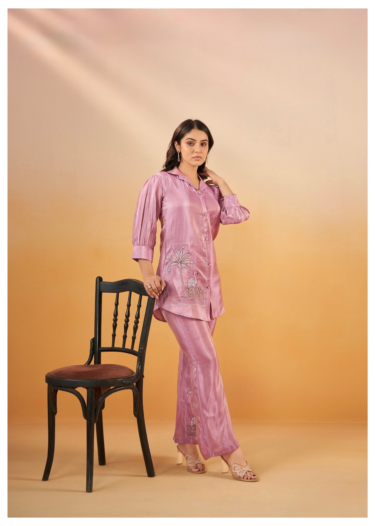 Women's Viscose Silk Co-ord Set with Elegant Work