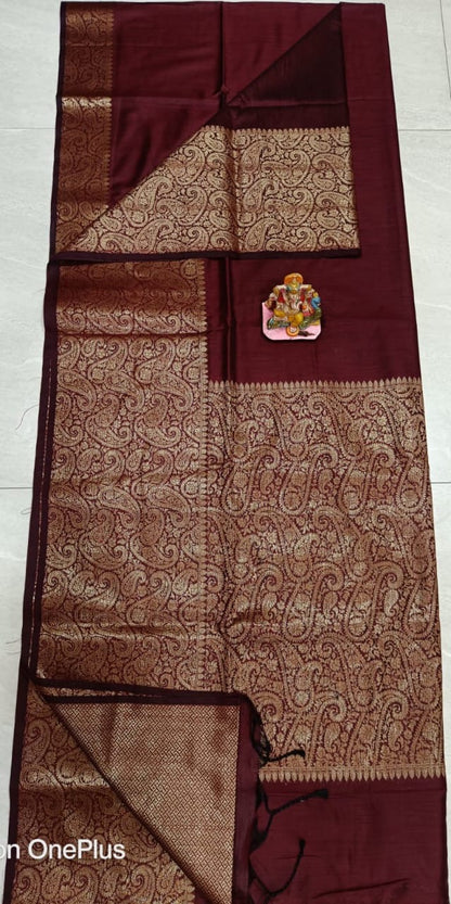 Pure Muga Cotton Mohapar Saree with Brocade Blouse Piece for Women – Soft Draping Fabric