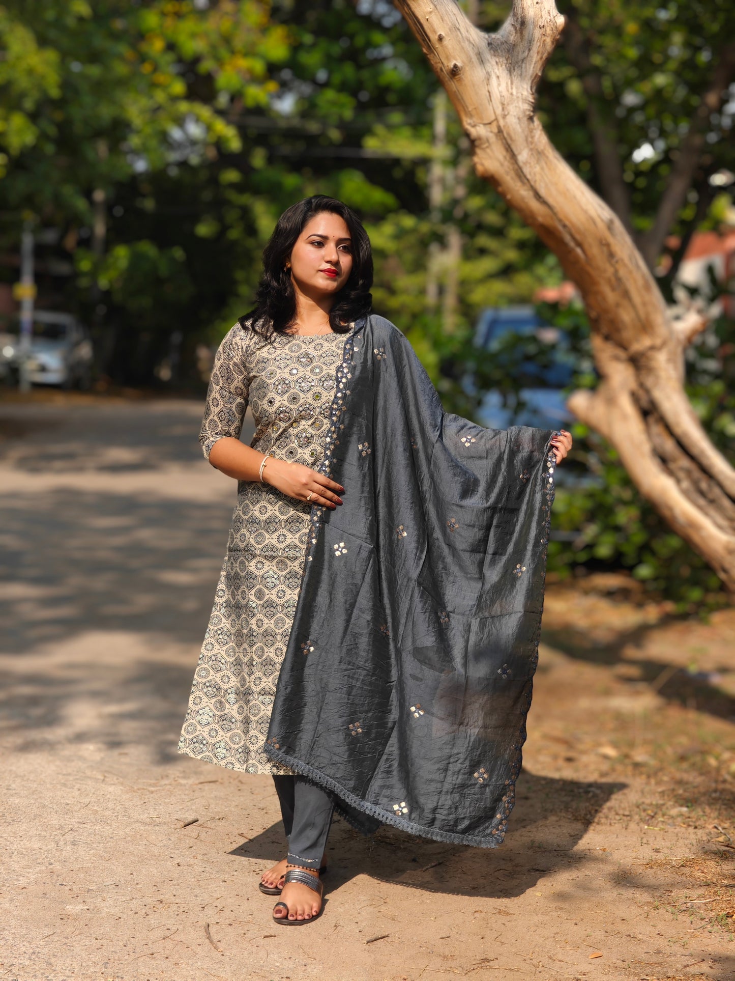 Handcrafted Modal Silk Kurti with Pant & Heavy Work Dupatta – Sizes M to 3XL