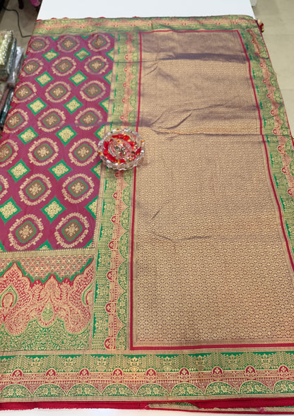 banarasi saree with zari weaving and embroidered silk blouse – ethnic festive wear for women