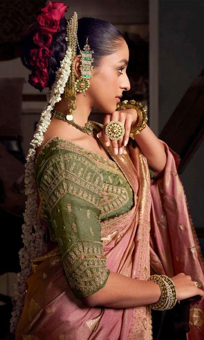 Premium Viscose Silk Saree with Heavy Embroidered Designer Blouse – Wedding and Bridal Wear