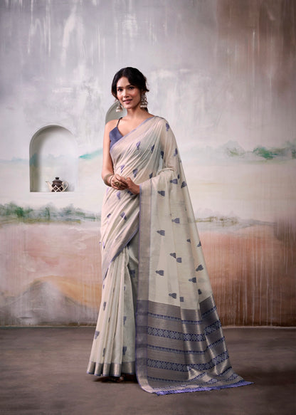 modal cotton saree with zari-style motifs and contrast border – breathable ethnic wear for women