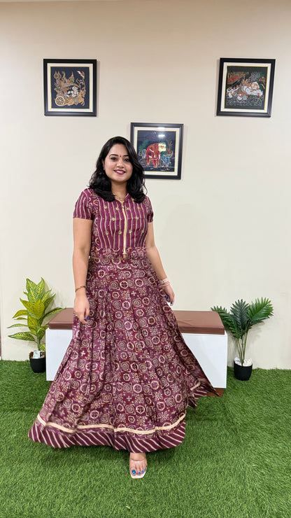 Muslin Printed and Embroidered Skirt and Top Set for Women