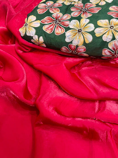 Space Soft Silk Saree with Digital Print Blouse – Lightweight Festive and Party Wear Saree for Women