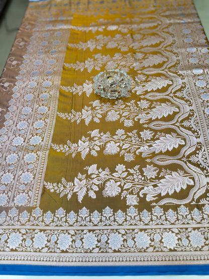 Mashru Katan Silk Saree with Zari Weaving Border and Blouse – Festive Wear for Women