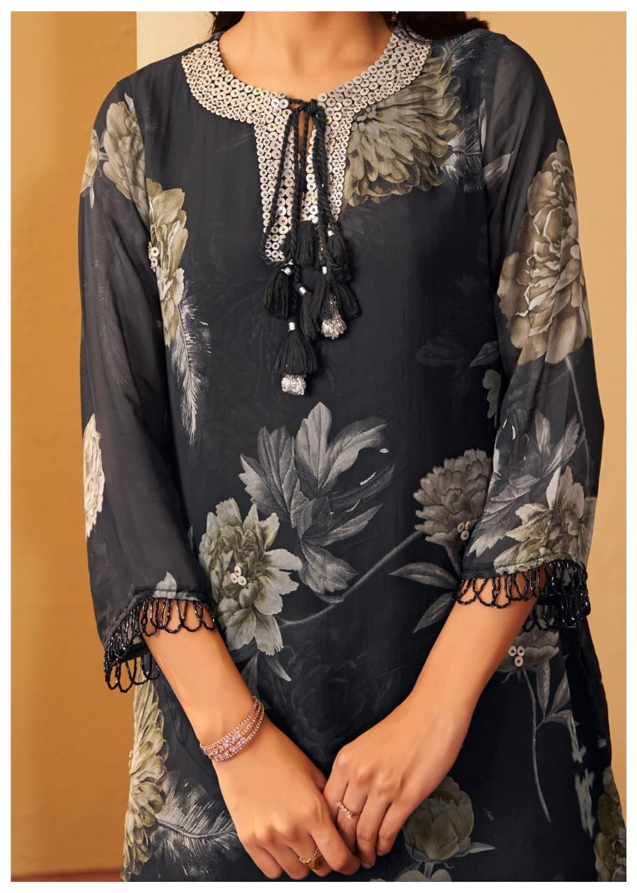 Organza Kurta Pant Dupatta Set with Detailing Work – Women’s Ethnic Wear (Sizes M–XXL)