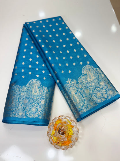 Pure Tussar Silk Jamdani Saree with Multicolor Zari Buta and Rich Pallu – Silk Mark Certified